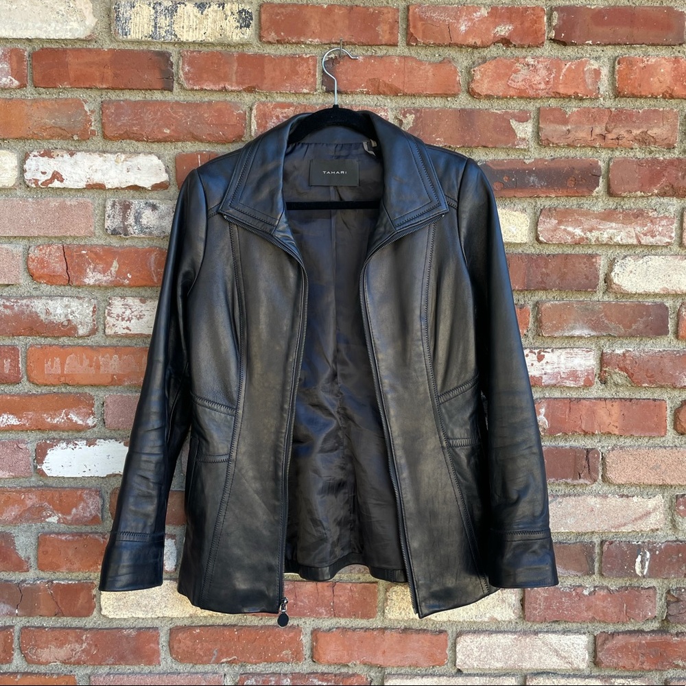 TAHARI 100% lamb leather jacket Size S